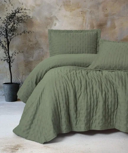 Cotton Box Serra Niva Yatak Örtüsü Adaçayı Çift Kişilik